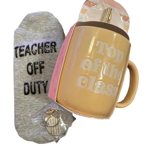 Accessories - Teacher Bundle- Crew Socks, Top of the Class Mug Set and Thank You Keychain